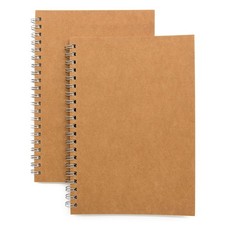 Soft Cover Spiral Notebook Journal 2-Pack, Blank Sketch Book Pack of 2, Brown