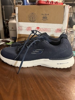 SKECHERS Skech-Air Navy White Mesh Low Top Lace Up Men's Athletic Sneakers