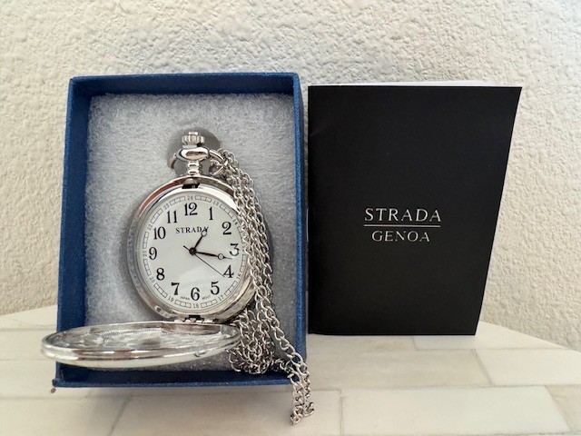 STRADA JAPANESE MOVEMENT, WATER RESISTANT, SUNFLOWER POCKET WATCH