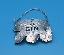 Gin Silver Plate Decanter Label