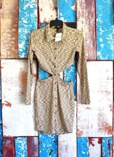 Women's Forever 21 Heathered Cutout Shirt Dress MEDIUM Brown/Multicolor NEW