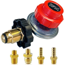 MCAMPAS Adjustable Propane Regulator Valve 0 to 20 PSI LP Hose Conversion Kit...