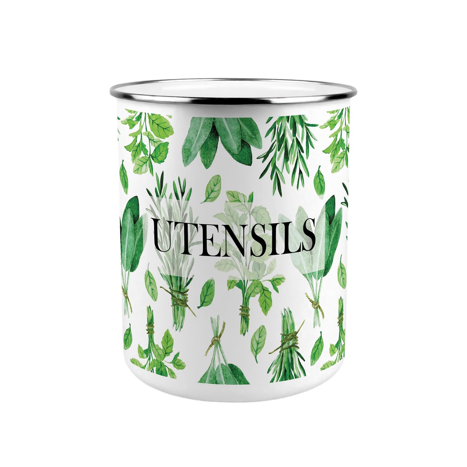 Kitchen Herbs Utensil Pot - Enamel XL Kitchen Utensil Organiser Decor Gift