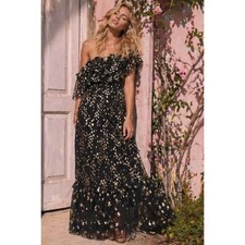 Loveshackfancy Ronny silk maxi Dress black Size 0