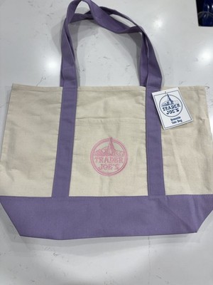 Trader Joe's Large Pastel Canvas Reusable Tote Bag 2026 Limited Edition Lavender