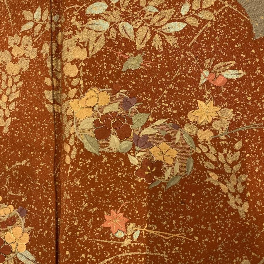 JAPANESE KIMONO HOMONGI REDDISH BROWN 159.5cm 5 ft 3 in PURE