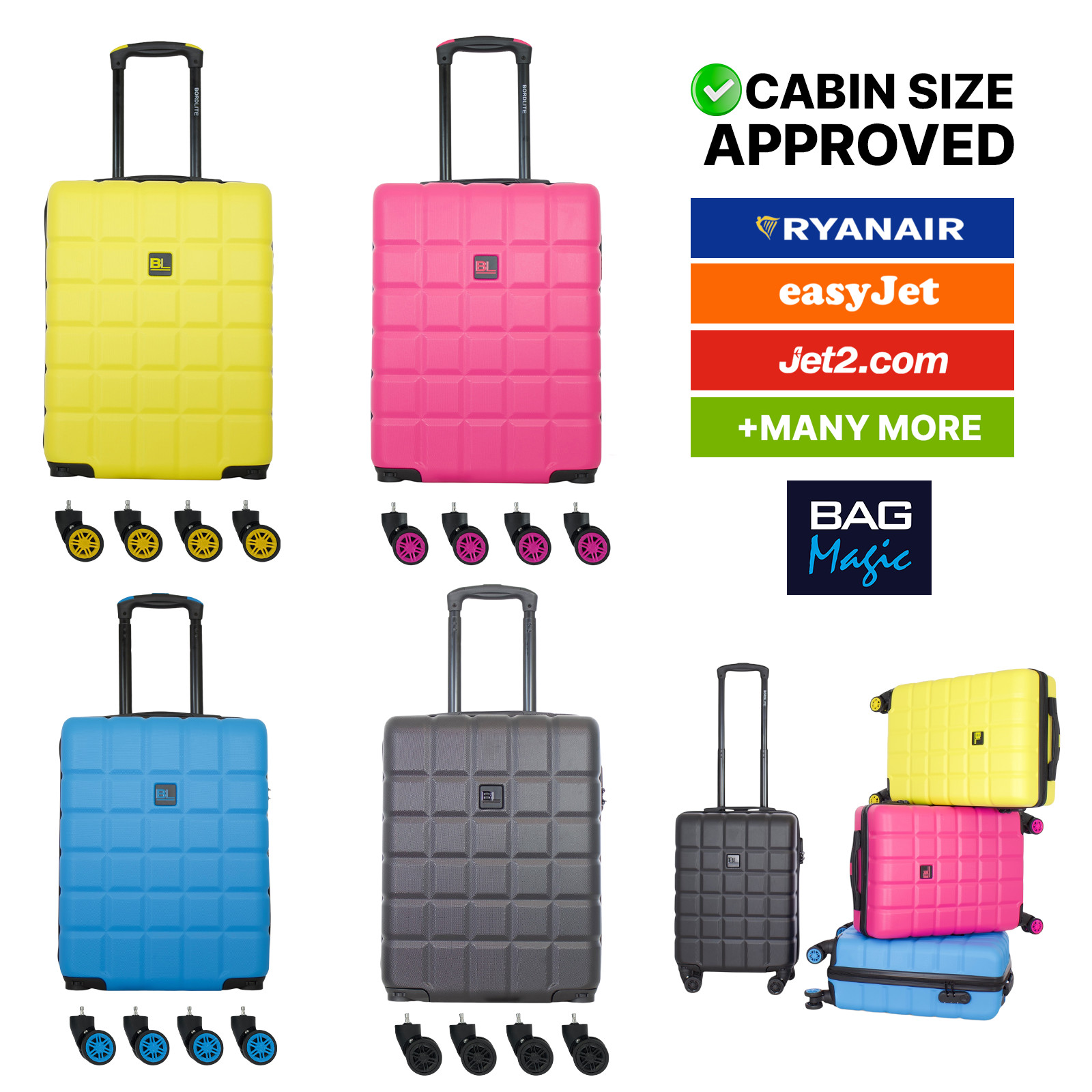 Maleta de cabina rígida ligera - Equipaje ABS de 47x36x20 cm