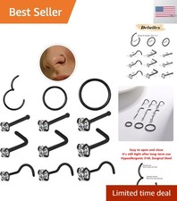 Stainless Steel Hinged Nose Rings  Nose Studs Piercing Jewelry Set