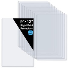 10 Pack Rigid Print Protector 9x12 Inch Clear Hard Plastic Sheet Menu Case