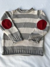 Burt’s Bees Kids Gray Striped Sweater Elbow Patches 110% Organic Cotton Size 3T