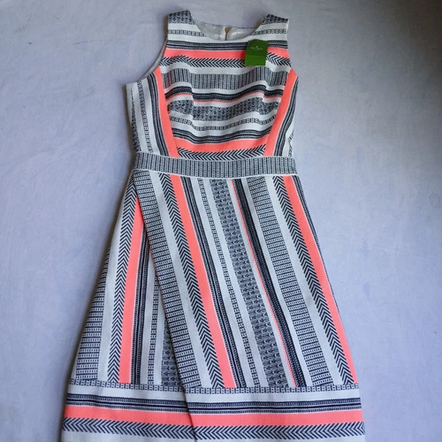 Abito Kate Spade 0 nastro jacquard oro zip cambio colorato retrò designer nuovo