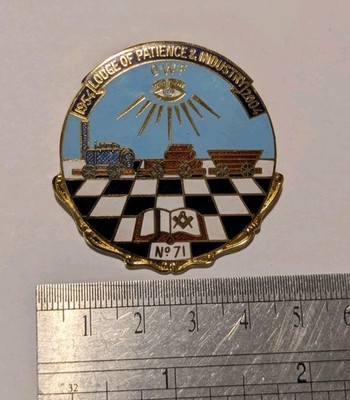 Freimaurerloge Nr.71 Geduld & Industrie Emaille Pin Anstecker 50 Jahre