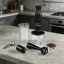 4-in-1 Hand Blender Set – 200W Stick Blender with Whisk, Chopper & Beaker