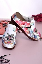 Damen Herren DOGİYE 3052 Anatomische Pantoletten mit Schnalle & Eulenmuster –