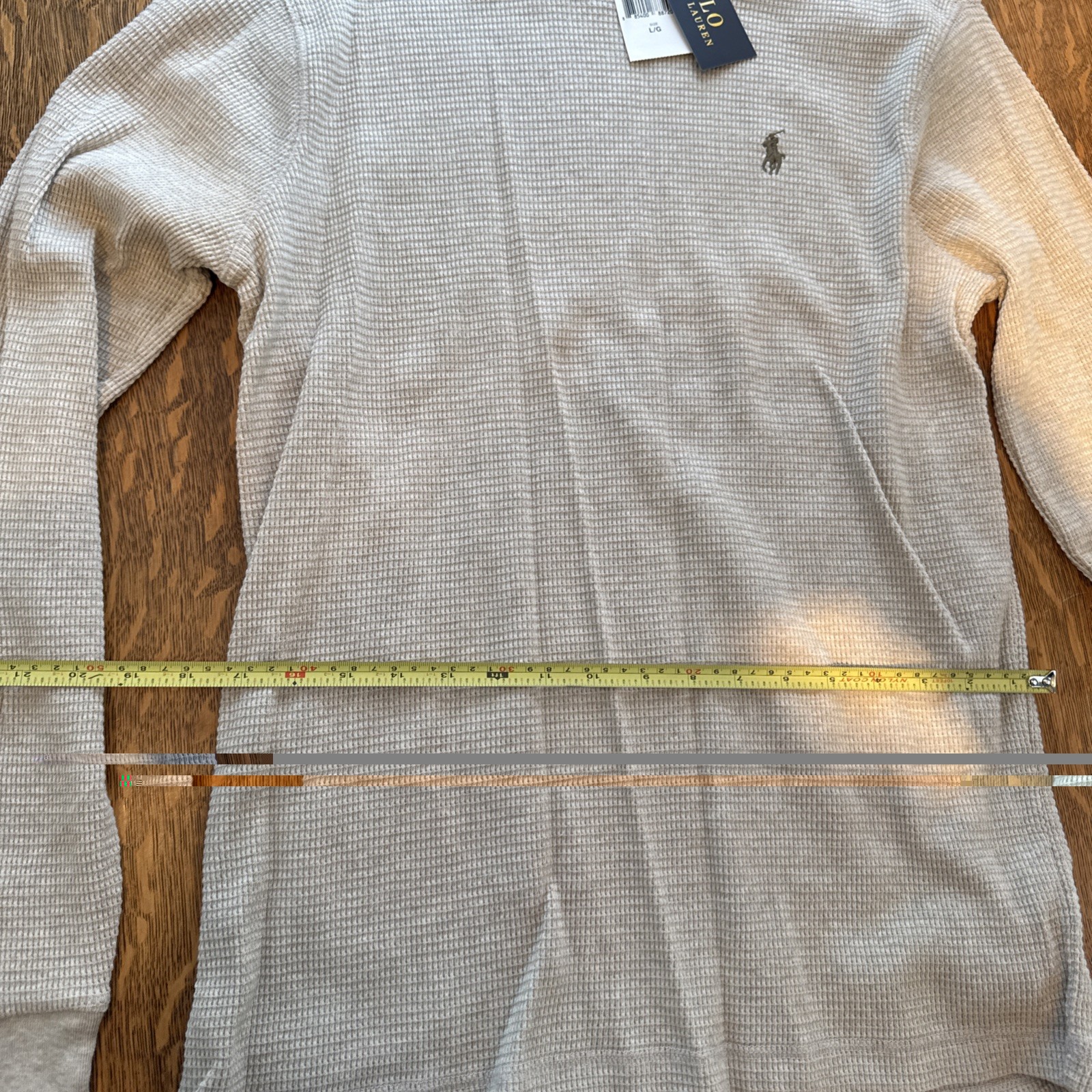 Polo Ralph Lauren Mens Thermal Shirt Large Slim Fit Tan Long Sleeve Waffle Knit thumbnail 8