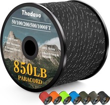 Reflective Paracord Rope 850Ib, 50/100/200/500/1000Ft 4MM 11 Strand Para Cords L