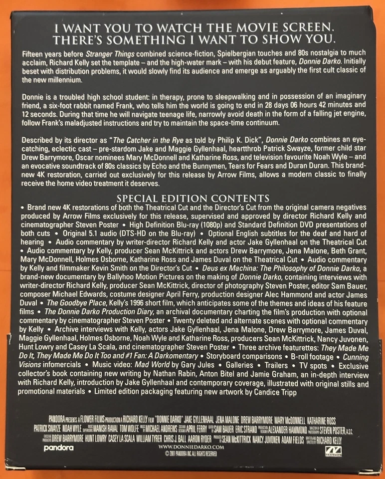 Donnie Darko 2001 OOP LIMITED EDITION Arrow REGION B Blu-Ray + DVD Virtually BN - Image 2 of 4