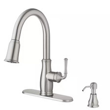 Kagan Stainless Steel 15 In. H Pull down Sprayer Kitchen Faucet with 360  Swivel
