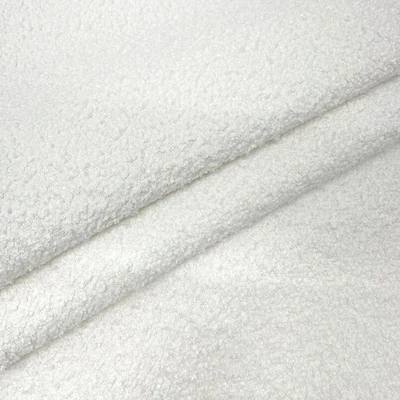 I WANT FABRIC Soft Teddy Boucle Slubbed Curled Fire Retardant Nubby Upholstery Fabric Ivory