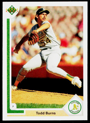1991 Upper Deck Todd Burns #405 Oakland Athletics