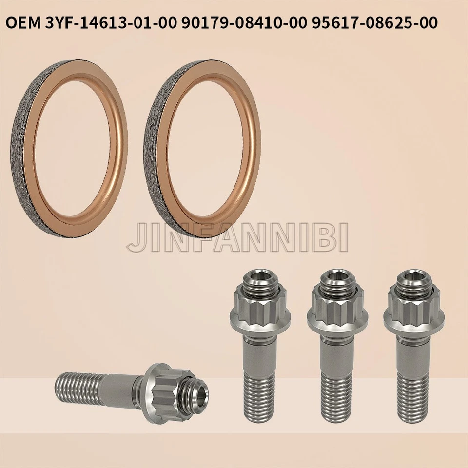 Kit de juntas de tubulação de cabeça de parafuso prisioneiro de titânio para Yamaha Rhino/Grizzly 660 Raptor 660R - Imagem 2 de 4