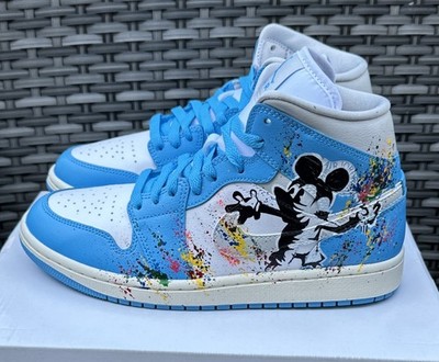 Nike Air Jordan 1 Mid Women s Custom Trainers - Banksy Inspired - UK 6 / EU 40