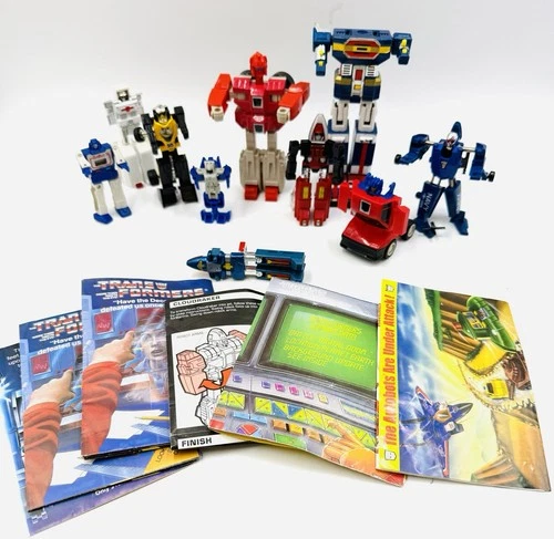 Vintage Transformers Action Figures & Original Manuals Lot -some Missing Parts