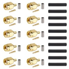 SMA Crimp Connectors 10PCS, SMA Male Crimp Solder Attachment Connector for RG...