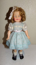 Vintage 12" Ideal Vinyl Shirley Temple Doll in Light Blue Floral Dress