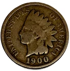 1900 Indian Head Cent Good-Fine (G-F) Average Circulated Condition Copper Penny