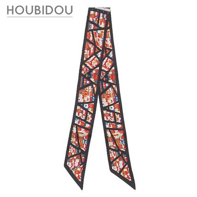Hermes Scarf Twilly Silk Black Multicolor Rive Droite Gauche/Right Bank And Left