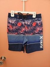 NWT Hurley Boys Size 10 Waist 25 Board Shorts Swim Trunks Tropical Print Ombre