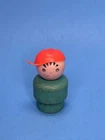 Turquoise Boy Red Cap Snowmobile Merry Go Round Vtg Fisher Price Little People