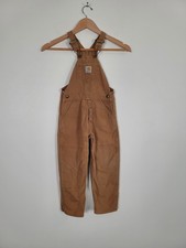 Carhartt Youth Kids Size 5 Brown Double Knee Bib Overalls Pockets Pants Canvas