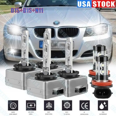 For BMW X5 2007-2017 Combo Headlight HID Hi/Lo Beam + LED Fog Light Bulbs 6000k