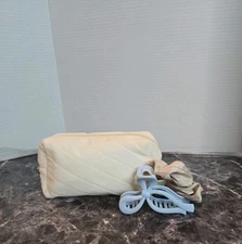 Target Women's Small Ivory Fluffy Makeup Case With 2 hair Accessories