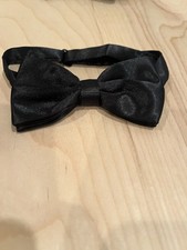 Men's Pre-tied Adjustable Bow tie Black Satin - Prom Wedding Formal Event