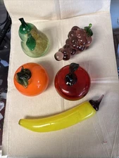 Art Glass Fruit  Set Of 5