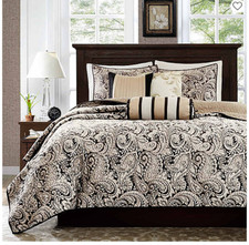 Madison Park Whitman 6-Pc Jacquard Quilt Set king/Cal King Black