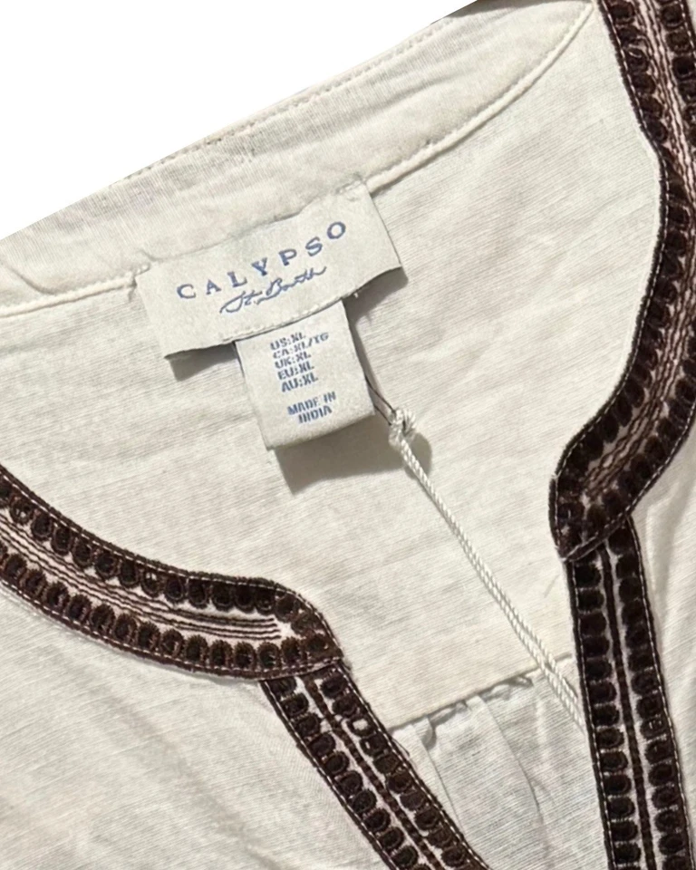 Blusa de linho Calypso St. Barth, design floral bordado, manga longa, pêssego - Imagem 4 de 4