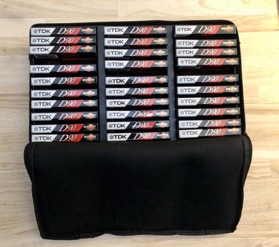 Tdk D 90 cassette tape Lot Brand New Sealed, 25 Total with Case Logic Zip Up Bag
