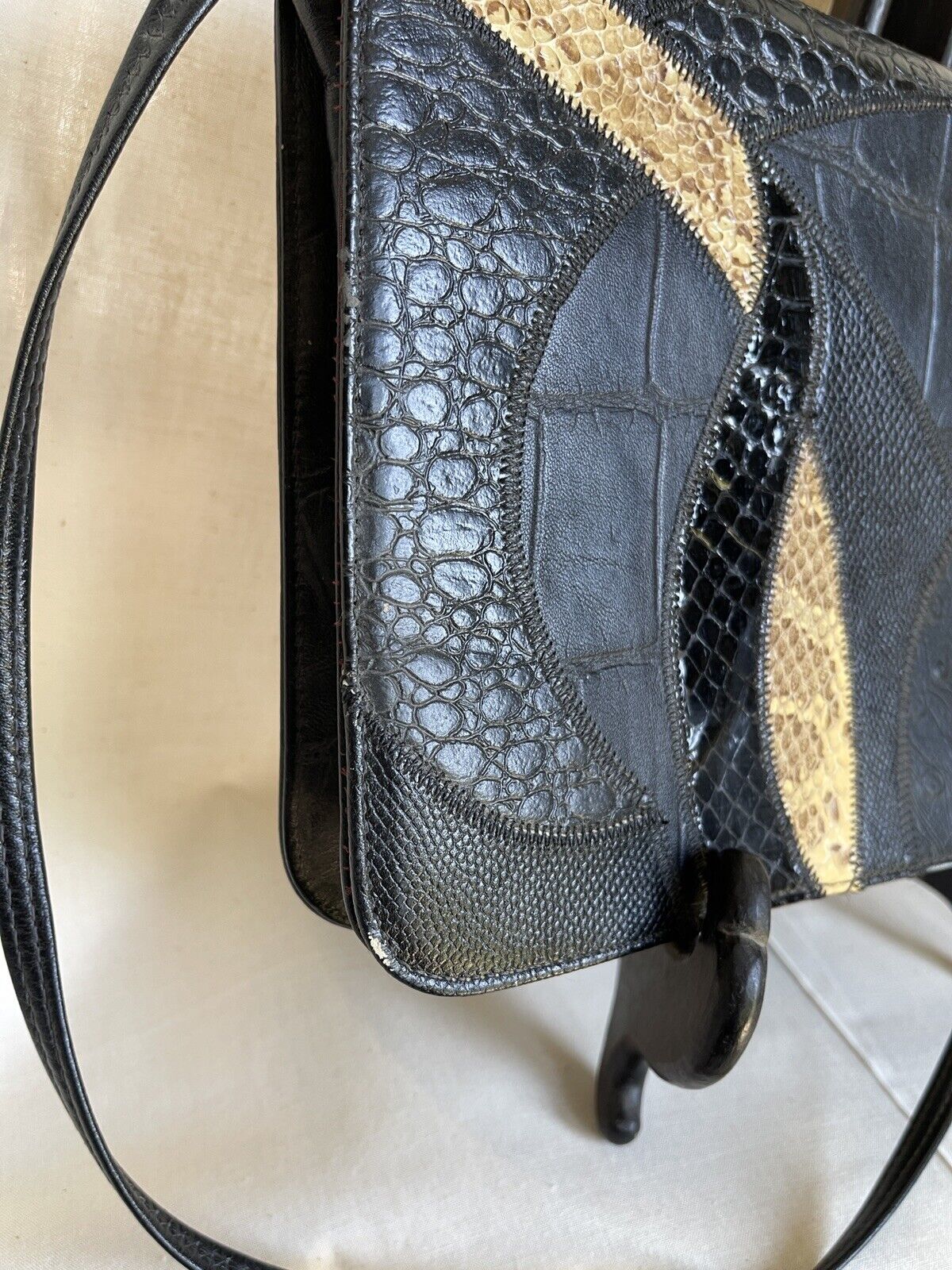 Vintage Palizzio Handbag Snakeskin And Embossed L… - image 4