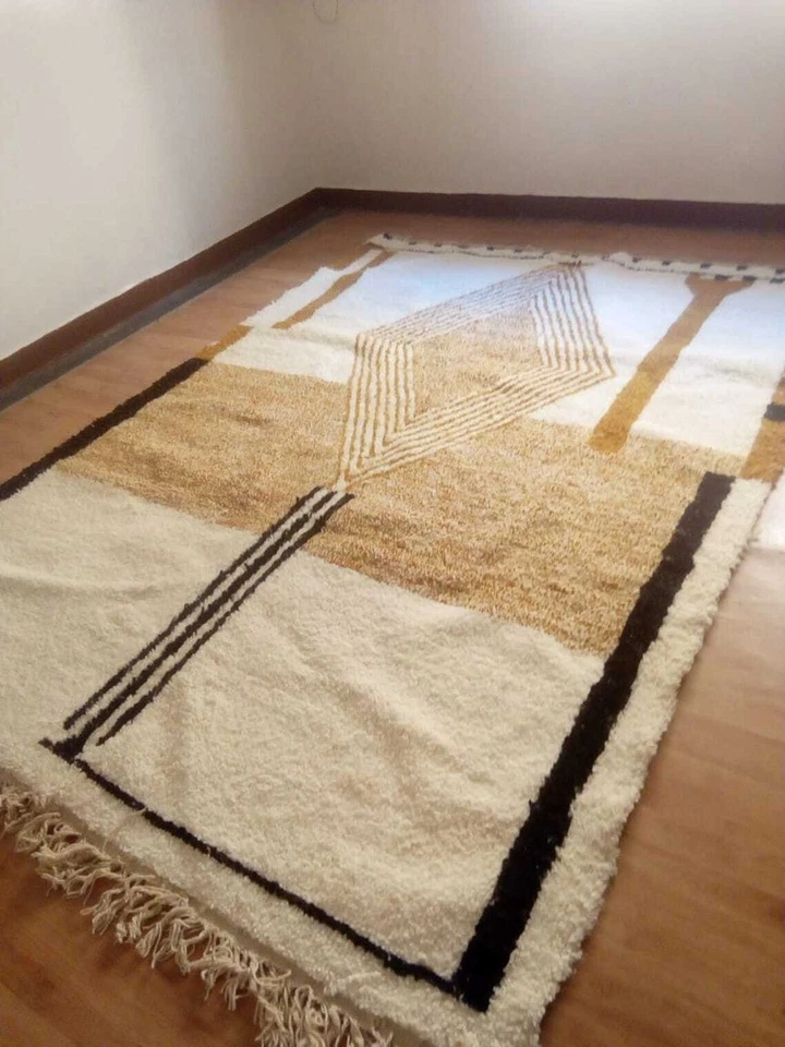Alfombra marroquí hecha a mano, alfombra bereber de lana de Marruecos estilo ... - Imagen 3 de 4