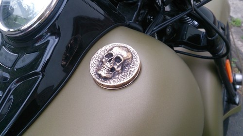 Gorra de gasolina Harley, calavera, hecha a mano, latón - Imagen 9 de 10