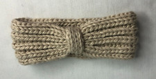 Knitted Dusty Rose Headband for Women 3.5" Wide Winter Accessory Tan/Cream