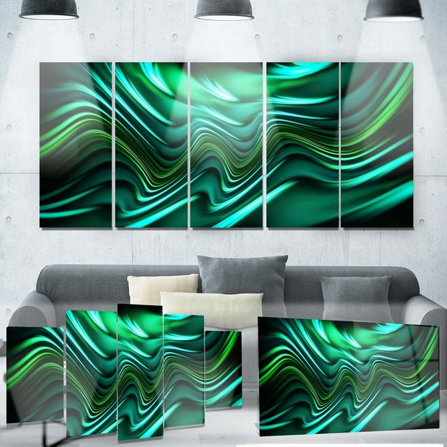 Designart 'Emerald Energy Green Abstract' Metal Wall Art