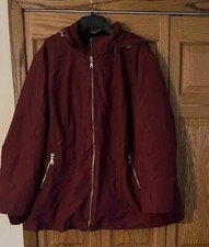 Catherine’s 2x Women’s Winter Coat. Zip Out Lining Zip Off Hood. Burgundy