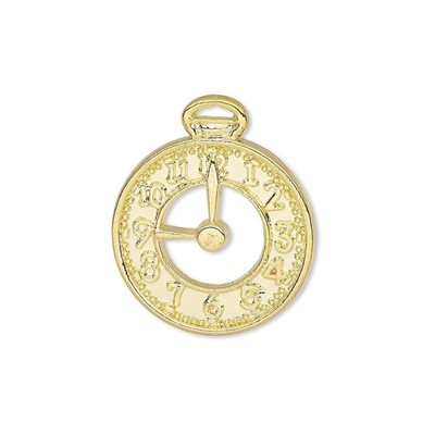 10 Gold 14K Plated Pewter 25x21mm Flat Pocket Watch Clock Face Charms Pendants