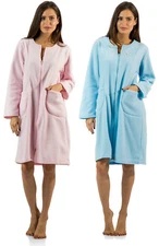Casual Nights Women's Long Sleeve Zip Up Front Short Fleece Robe