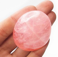 Rose Quartz palm stone pink silica crystal Madagascar PACKAGED